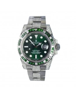 Rolex Submariner 116610LV “Hulk Iced Out” Premium Replica 1:1