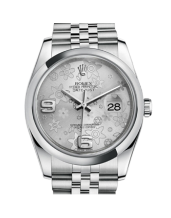 Rolex Datejust 116200SFAJ 36MM Silver Floral Dial Silver-tone Case