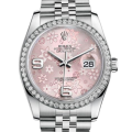 Rolex Datejust 116244PFAJ 36MM Pink Floral Dial Silver-tone Case