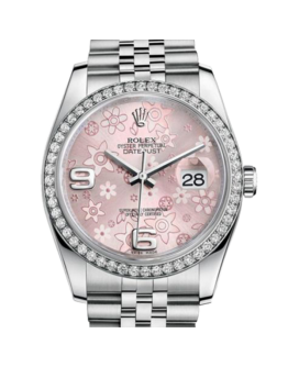 Rolex Datejust 116244PFAJ 36MM Pink Floral Dial Silver-tone Case