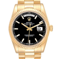 Rolex Day-Date 118238BKSP 36MM Black Dial Yellow Gold-tone Case