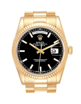 Rolex Day-Date 118238BKSP 36MM Black Dial Yellow Gold-tone Case