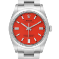 Rolex Oyster Perpetual m124300-0007 41MM Coral Red Dial Silver-tone Case