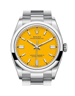 Rolex Oyster Perpetual m124300-0004 41MM Yellow Dial Silver-tone Case