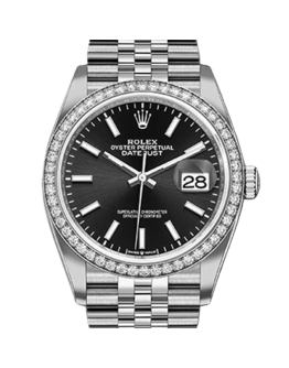 Rolex Datejust m126284rbr-0007 36MM Black Dial Silver-tone Case