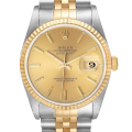 Rolex Datejust 16233CSJ 36MM Gold Dial Silver-tone Case