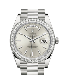 Rolex Day-Date 228349SSP 40MM Silver Stripe Dial Silver-tone Case