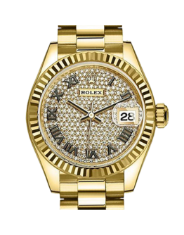 Rolex Datejust m279178-0031 28MM Diamond Paved Dial Gold-tone Case