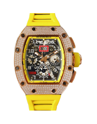 Richard Mille RM011 Mechanical Men Rubber Band Watch Diamond Bezel