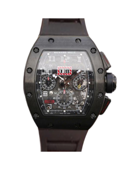 Richard Mille RM011 Automatic Men Rubber Band Watch Transparent Dial