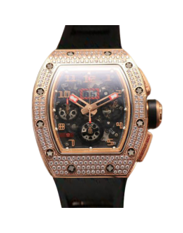 Richard Mille RM011 Men Automatic Transparent Dial Watch Diamond Bezel