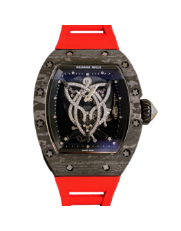 Richard Mille RM019 Men Hand Wind Watch Rubber Band Black With Diamonds Dial