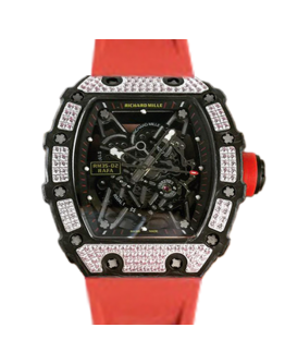 Richard Mille RM35-02 Mechanical Men Diamond Bezel Transparent Dial Rubber Band