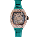 Richard Mille RM51-02 Ladies Mechanical Diamond Bezel Diamond Paved Dial Rubber Band