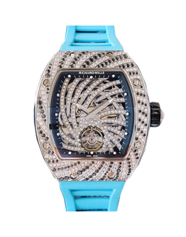 Richard Mille RM51-02 Mechanical Ladies Watch Diamond Paved Dial Rubber Band