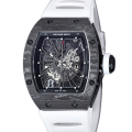 Richard Mille RM 010 Automatic Men Transparent Dial Rubber Band Watch