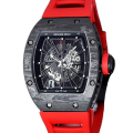 Richard Mille RM 010 Men Automatic Carbon Fiber Transparent Dial Rubber Band