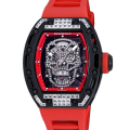 Richard Mille RM 052 Men Automatic Stainless Steel Rubber Band Diamonds Skull Dial