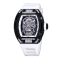 Richard Mille RM 052 Men Automatic Stainless Steel Rubber Band Diamonds Skull Dial