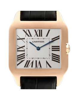 Cartier Santos Dumont W2006951 Men's Leather Strap Rose Gold-tone