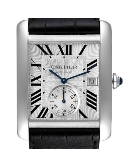 Cartier Tank MC Men's W5330003 Leather Strap Silver-tone