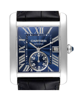 Cartier Tank MC WSTA0010 36mm Men's Leather Strap Silver-tone